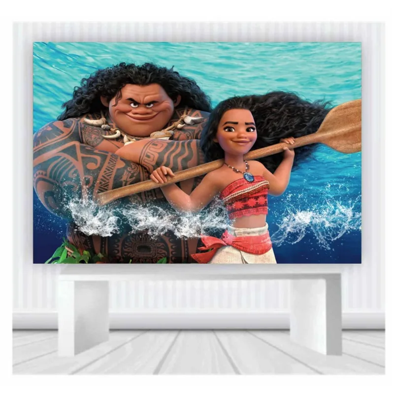 Painel de Festa Moana tamanho Mod 03 100cmx65cm