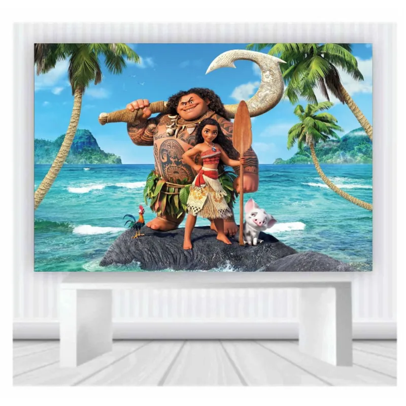 Painel de Festa Infantil Moanaa tamanho Mod 01 2mx1m