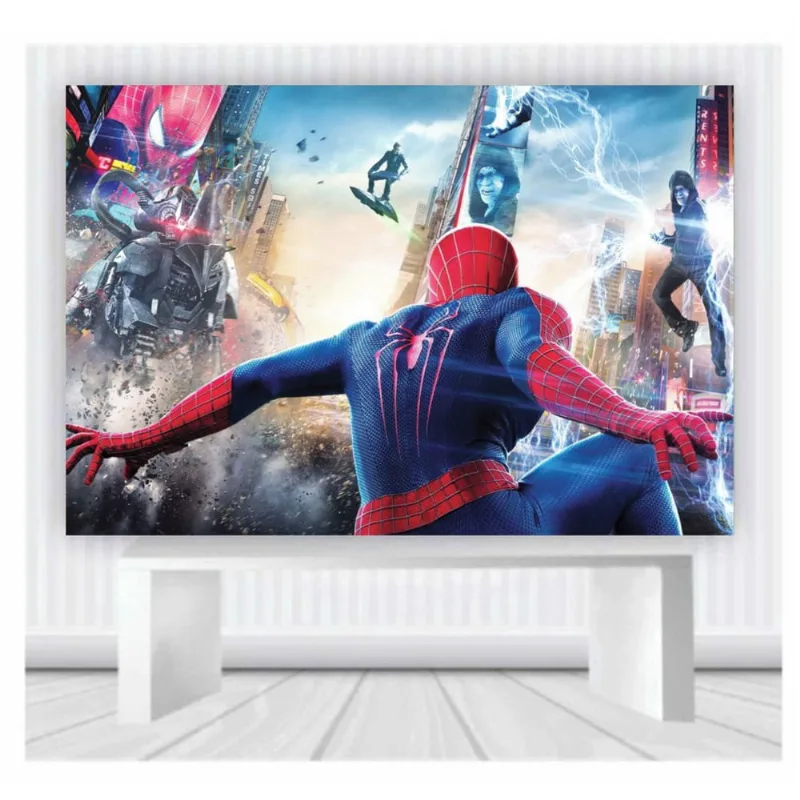 Painel de Festa Heróis Homem Aranha 6 tamanho 2mx1m