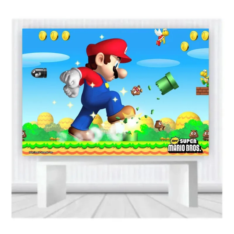 Painel de Festa Infantil Mario Mod01 tam 2mx1m
