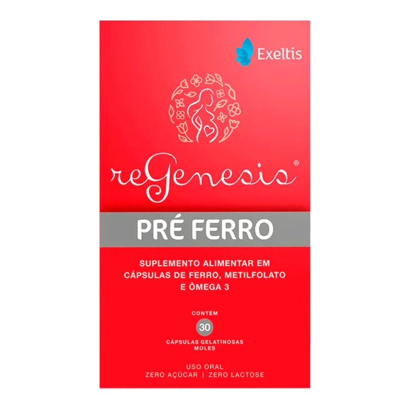 ReGenesis Pré Ferro Exeltis 30 Cápsulas Gelatinosas Moles - Regenesis - Complemento Alimentar