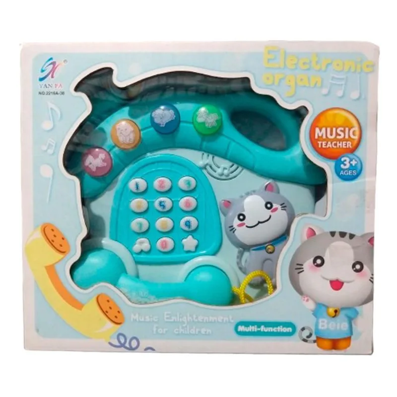Brinquedo Telefone De Gatinho Musical Azul 2216A-38 Yan Fa