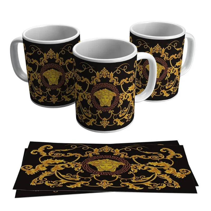 Caneca Roupa Versace Logo Marca Famosa Brasão Símbolo