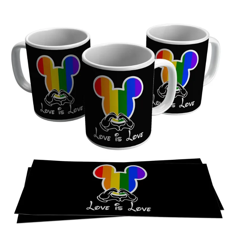 Caneca Mickey Silhueta Lgbt Cores Da Bandeira