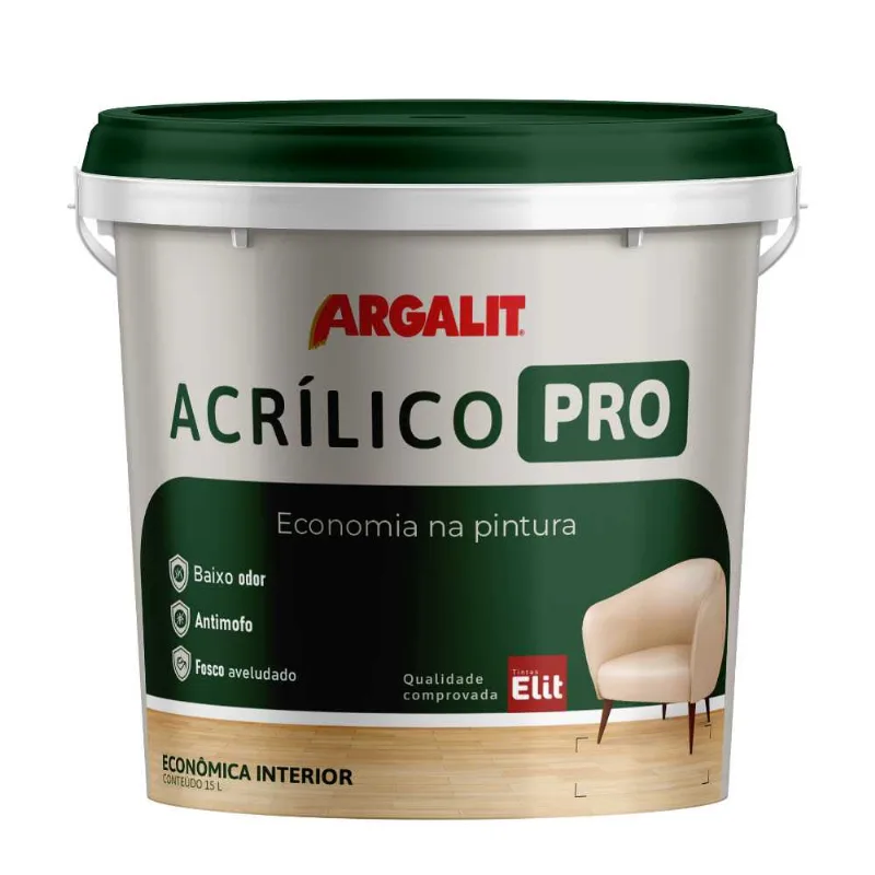 Tinta Econômica Acrílica Fosco Branco Neve Elit BD 15L Argalit Tinta Econômica Acrílica Fosco Elit Branco Neve BD 15L Argalit