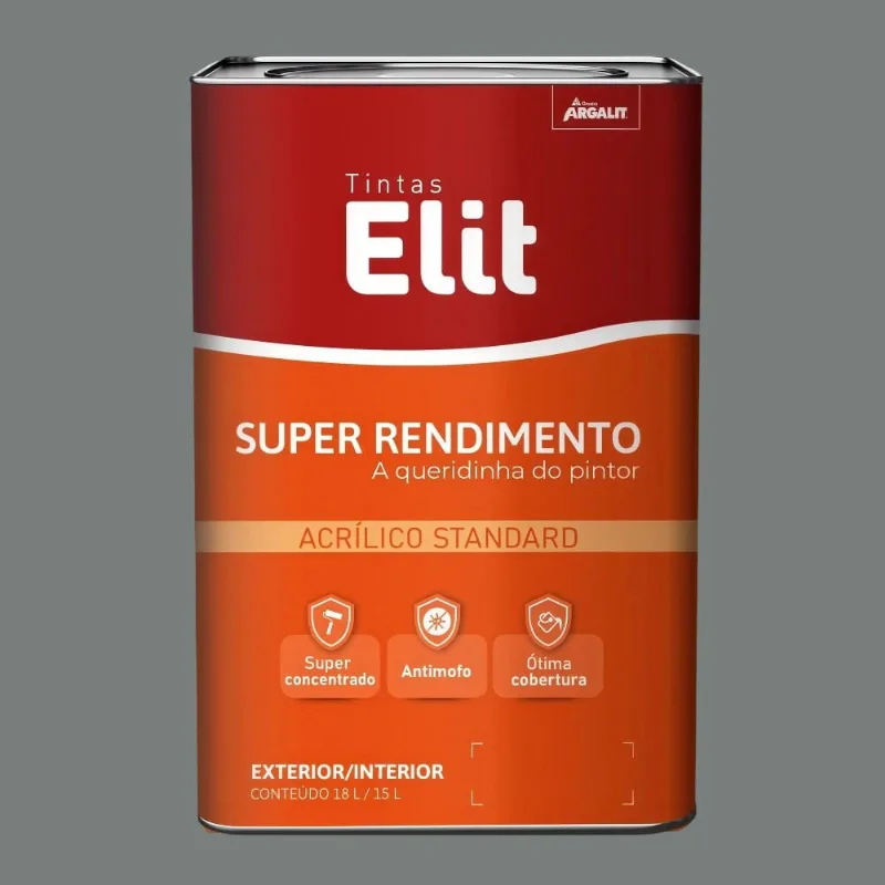 Tinta Standard Acrílica Fosco 18L Elit Tinta Standard Acrílica Fosco Cinza Elefante 18L