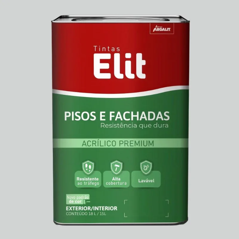 Tinta Acrílica Premium Fosco Pisos e Fachadas 18L Elit Tinta Acrílica Premium Fosco Pisos e Fachadas Cinza Claro 18L
