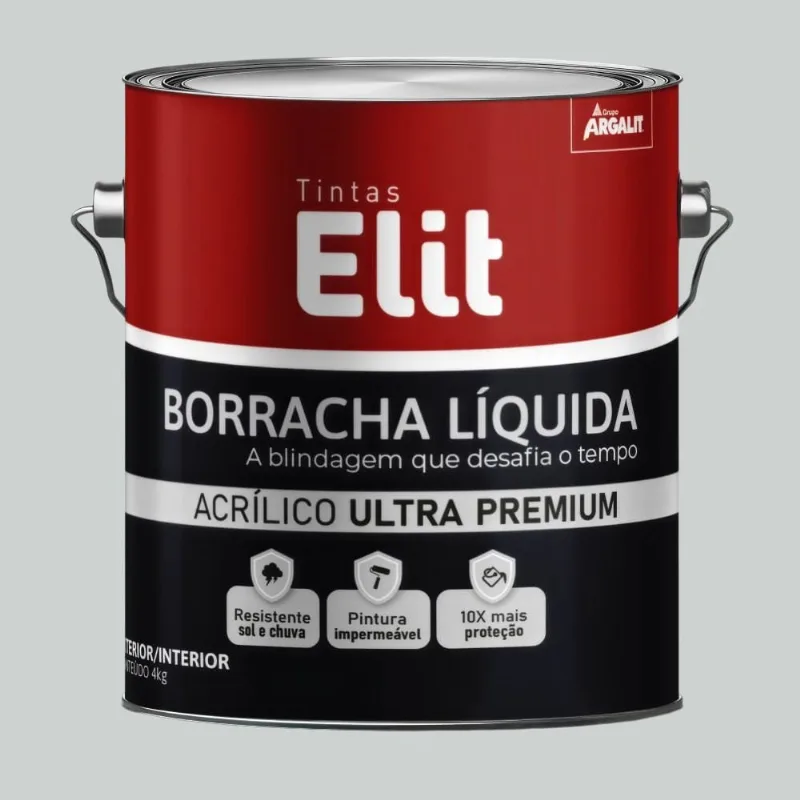 Tinta Acrílica Premium Borracha Líquida Semiacetinada 4kg Elit Tinta Acrílica Premium Borracha Líquida Semiacetinada Cinza Claro 4kg