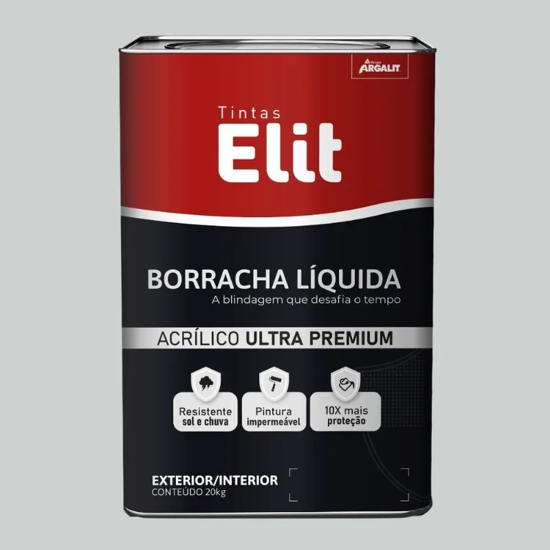 Tinta Acrílica Premium Borracha Líquida Semiacetinada 20kg Elit Tinta Acrílica Premium Borracha Líquida Semiacetinada Cinza Claro 20kg