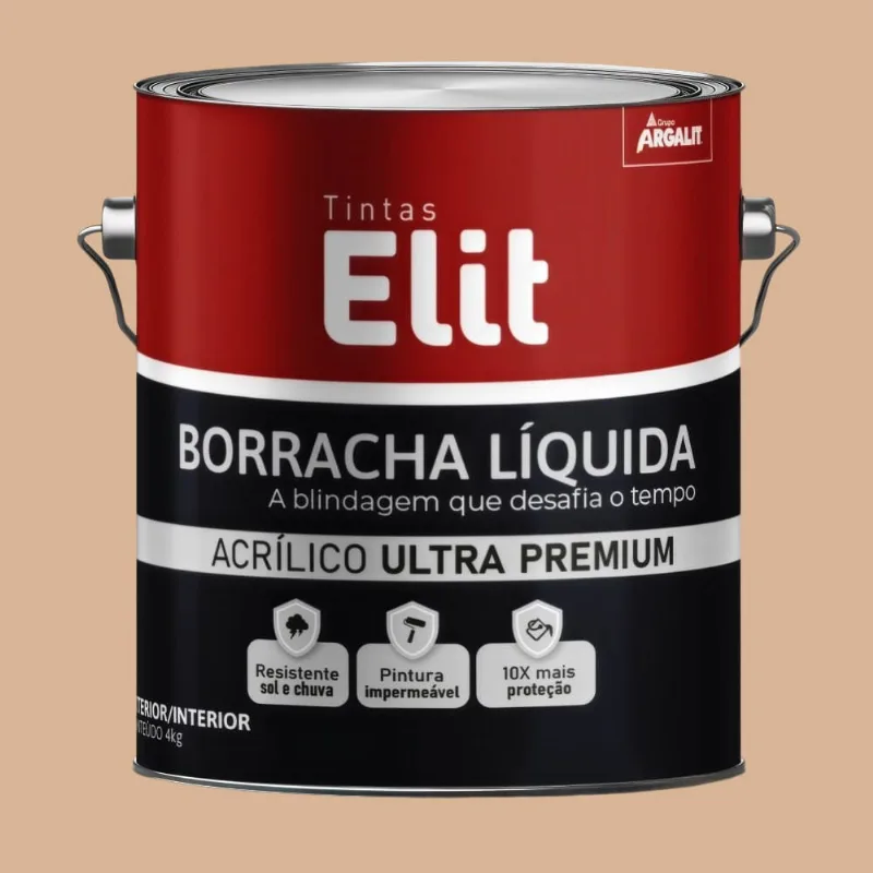 Tinta Acrílica Premium Borracha Líquida Semiacetinada 4kg Elit Tinta Acrílica Premium Borracha Líquida Semiacetinada Areia 4kg Elit