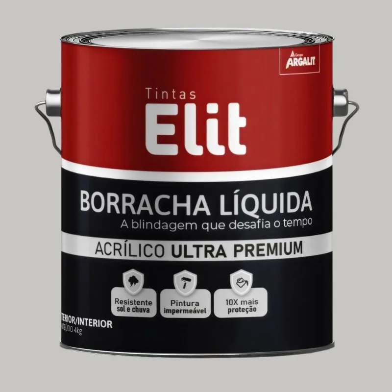 Tinta Acrílica Premium Borracha Líquida Semiacetinada 4kg Elit Tinta Acrílica Premium Borracha Líquida Semiacetinada Crômio 4kg Elit