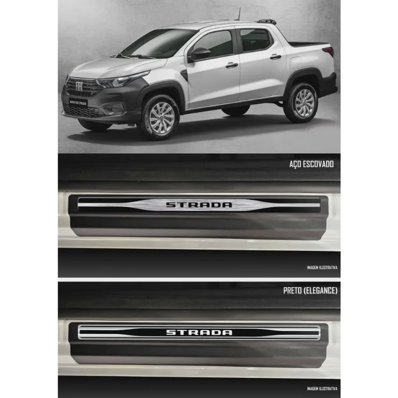 Jogo Soleira Premium Elegance Fiat Strada 2020 2021 2022 2023 2024 Cabine Dupla - 4 Portas ( Vinil + Resinada 10 Peças ) Jogo Soleira Premium Elegance Fiat Strada 2020 2021 2022 Cabine Dupla - 4 Portas ( Vinil + Resinada 10 Peças )