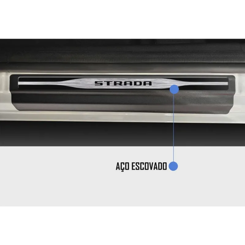 Jogo Soleira Premium Elegance Fiat Strada 2020 2021 2022 2023 2024 Cabine Simples - 2 Portas ( Vinil + Resinada 8 Peças ) Jogo Soleira Premium Elegance Fiat Strada 2020 2021 2022 Cabine Simples - 2 Portas ( Vinil + Resinada 8 Peças )
