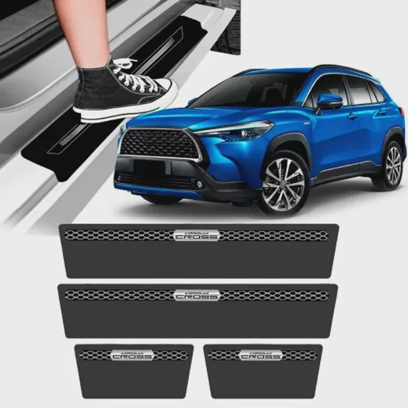 Soleira Toyota Corolla Cross 2021 a 2022 Protetor de Portas Aço Escovado Premium Grafia Personalizada