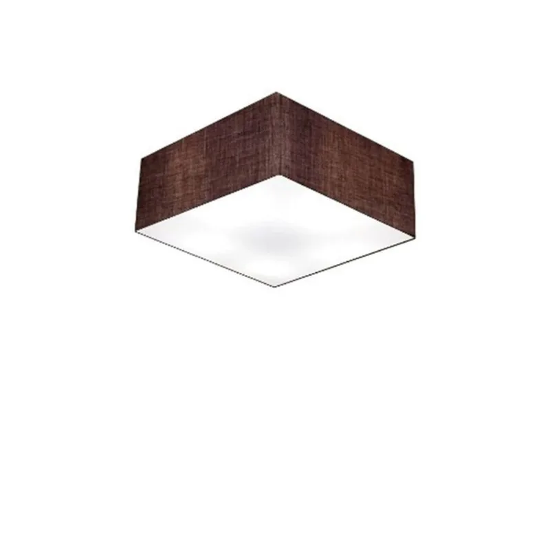 Plafon Quadrado Md-3000 Cúpula Em Tecido 12/25x25cm Café - Bivolt - Vivare Brasil Iluminação