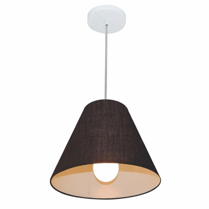 Lustre Pendente Md-4028 com Cúpula em Tecido Cone 25-30x12CM Bivolt Preto Vivare Brasil Iluminação - Vivare Brasil Iluminação - Casa E Construção