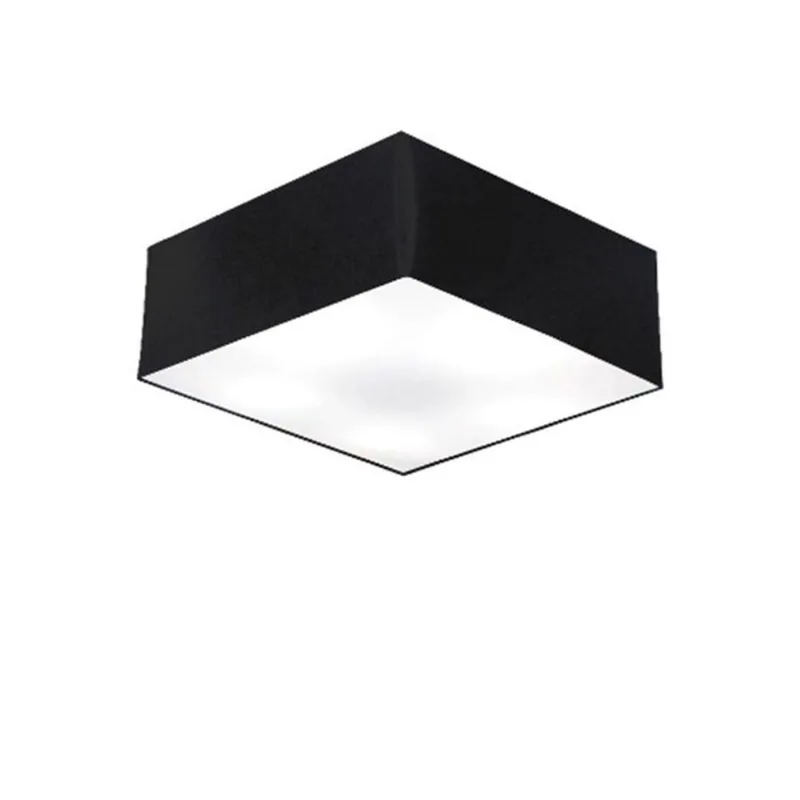 Plafon Quadrado Md-3001 Cúpula Em Tecido 12/35x35cm Preto - Bivolt