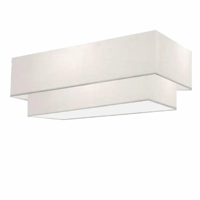 Plafon Duplo Retangular Vivare Md-3044 Cúpula Em Tecido Bivolt Branco-branco 127/220v