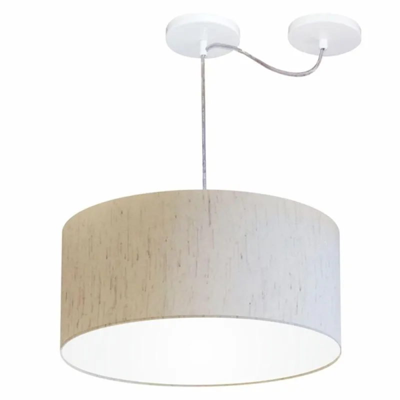 Lustre Pendente Cilíndrico MD-4147 Cúpula 50X25CM Desvio de Centro Bege Vivare Brasil Iluminação - Vivare Brasil Iluminação - Casa E Construção
