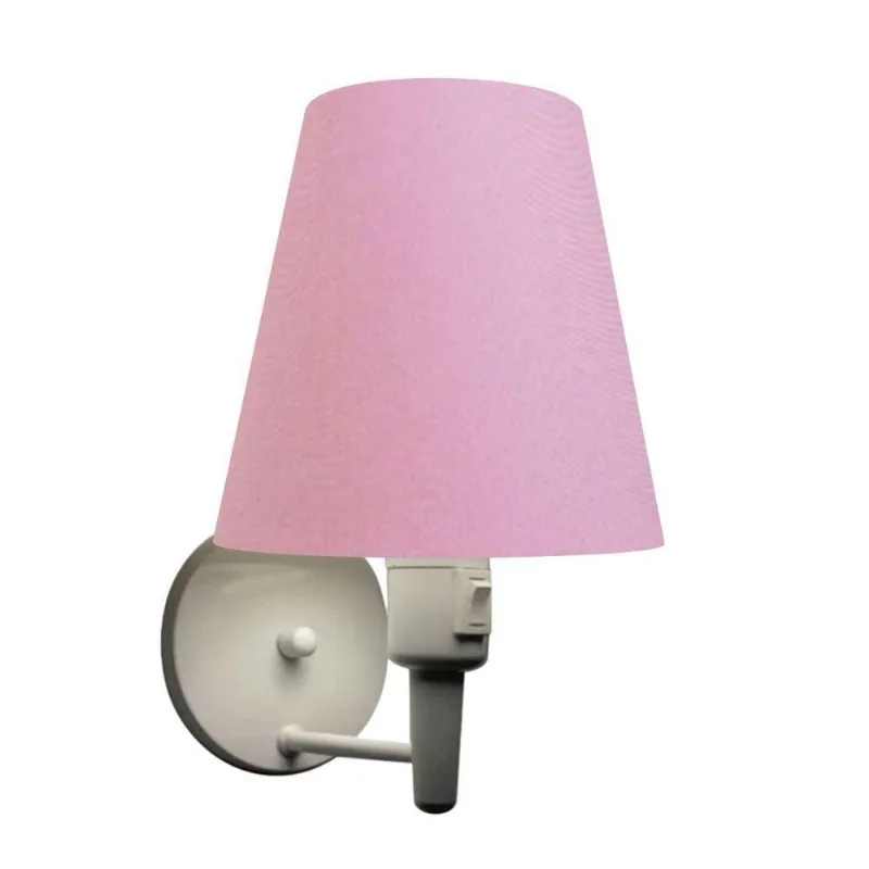 Arandela Cone Md-2013 Branco C- Inter Liga E Desl Cúpula Em Tecido Rosa Bebê - Bivolt