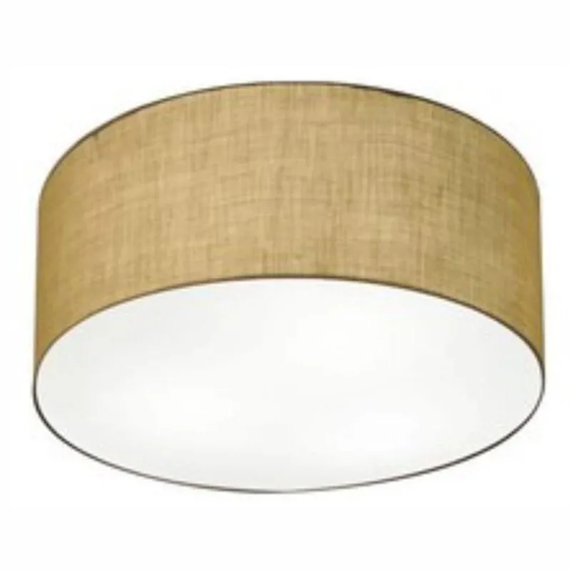 Plafon Cilíndrico Md-3055 Cúpula Em Tecido 80x21cm Palha - Bivolt