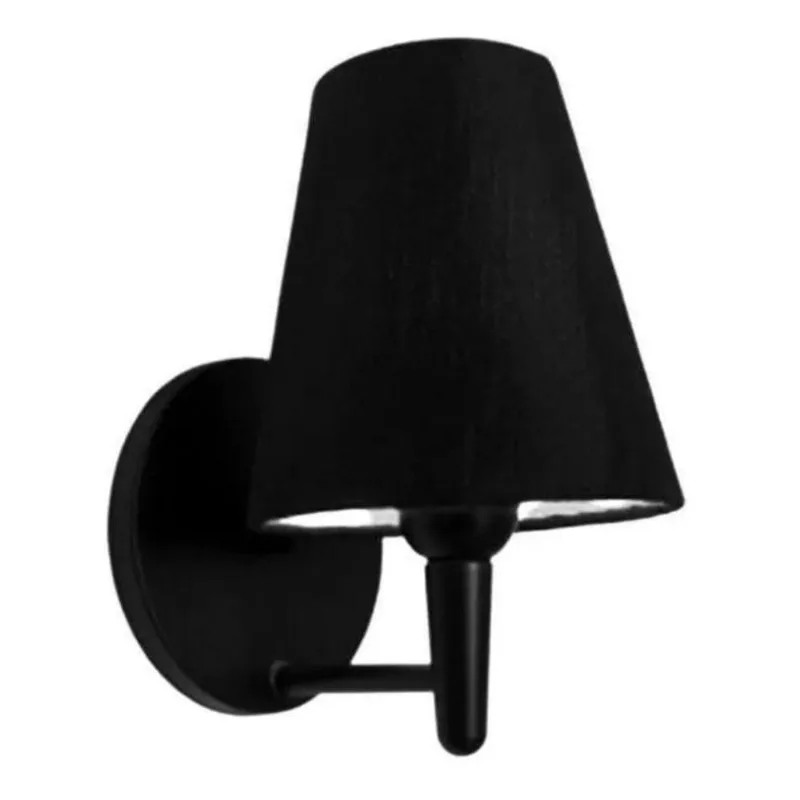 Arandela Cone Md-2004 Base Preto Cúpula Em Tecido 14-14x07cm Preto - Bivolt - Vivare Brasil Iluminação