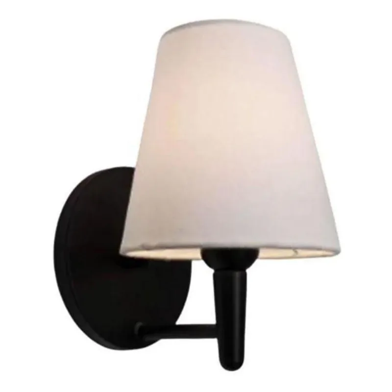Arandela Cone Md-2004 Base Preto Cúpula Em Tecido 14-14x07cm Branco - Bivolt - Vivare Brasil Iluminação