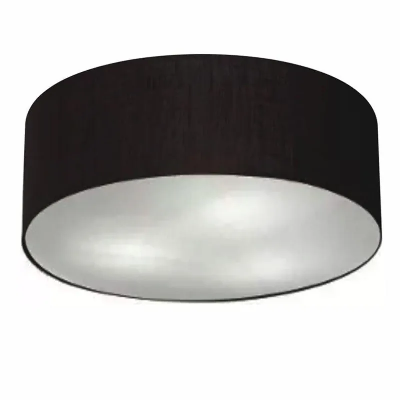 Plafon Cilíndrico Md-3006 Cúpula Em Tecido 60x15cm Preto - Bivolt