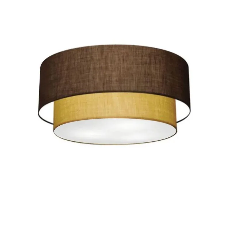 Plafon Duplo Cilíndrico Vivare Md-3017 Cúpula Em Tecido 50x40cm - Bivolt Café-palha 127/220v - Vivare Brasil Iluminação
