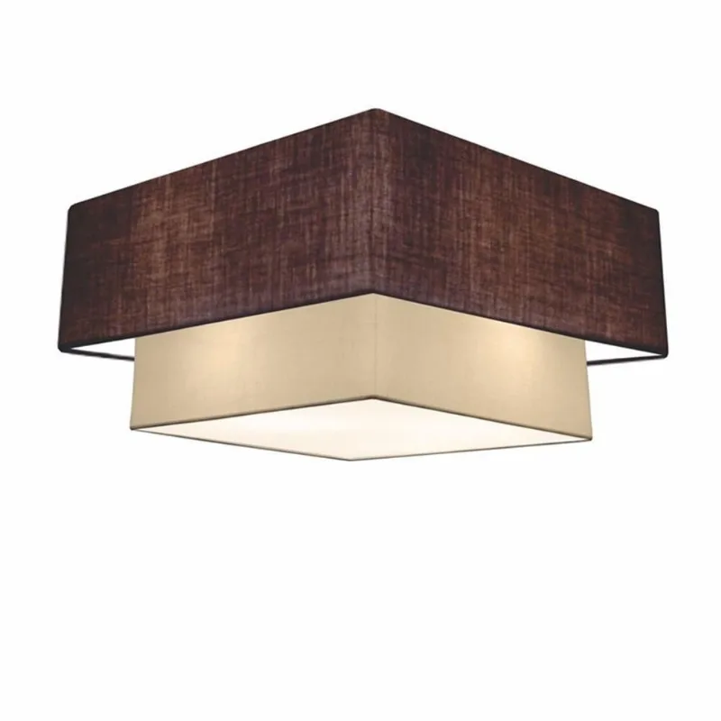 Plafon Duplo Quadrado Md-3022 Cúpula Em Tecido 25/50x35cm Café / Bege - Bivolt