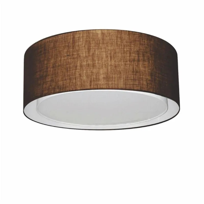 Plafon Duplo Cilíndrico Md-3036 Cúpula Em Tecido 50x25cm Café - Bivolt