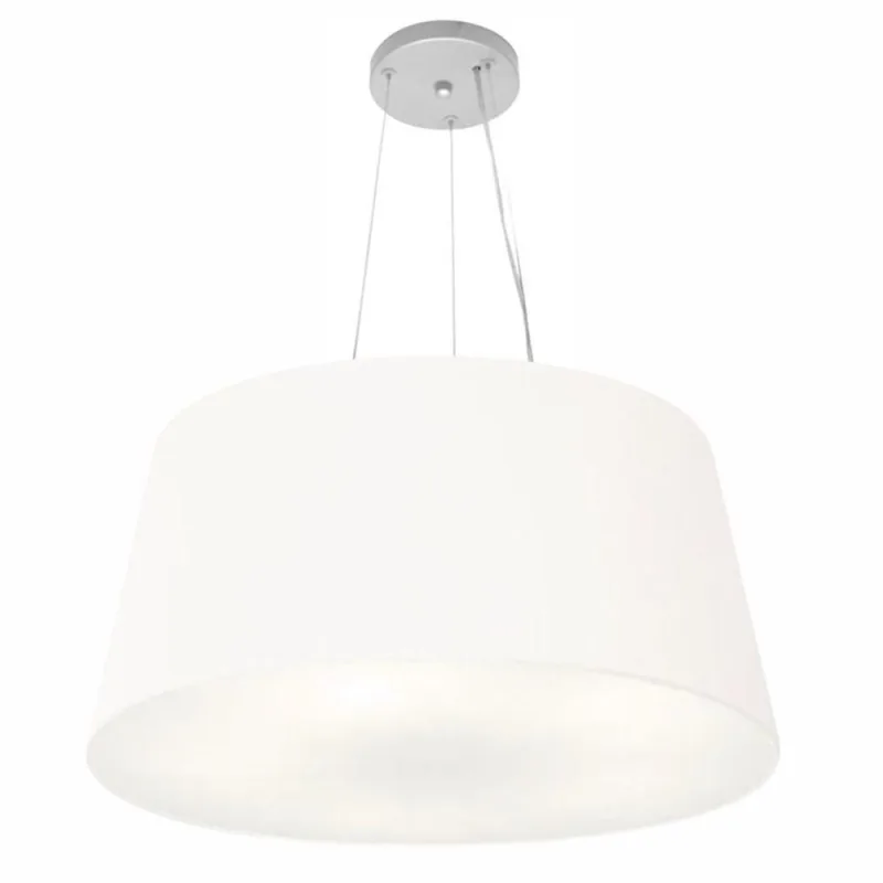 Lustre Pendente Cone Md-4063 Cúpula em Tecido Grande, Fio Ajustável, Branco Vivare Brasil Iluminação - Vivare Brasil Iluminação - Casa E Construção