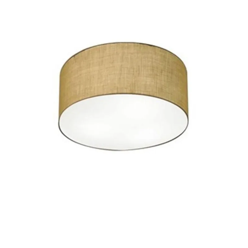 Plafon Cilíndrico Md-3010 Cúpula Em Tecido 30x12cm Palha - Bivolt