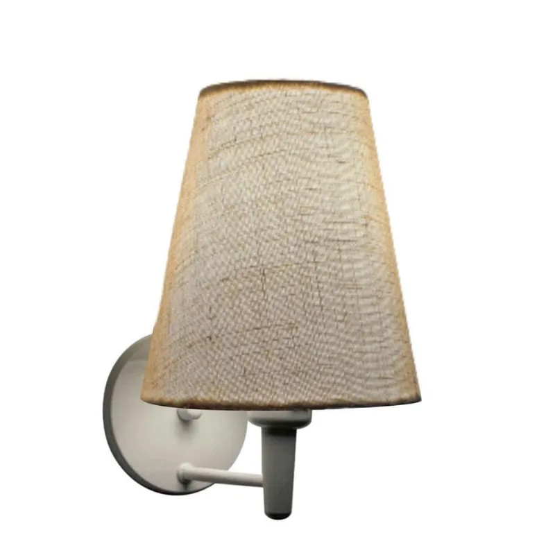 Arandela Cone Md-2007 Base Branco Cúpula Em Tecido 20-08x18cm Rustico Bege - Bivolt - Vivare Brasil Iluminação