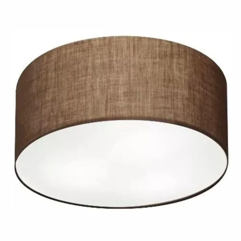 Plafon Cilíndrico Md-3055 Cúpula Em Tecido 80x21cm Café - Bivolt