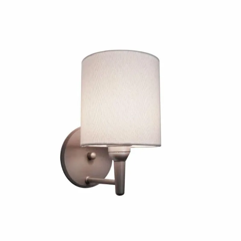 Arandela Cilindrica Md-2009 Base Cinza Cúpula Em Tecido 14x15cm Branco - Bivolt - Vivare Brasil Iluminação