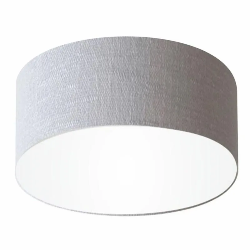 Plafon Cilíndrico Md-3055 Cúpula Em Tecido 80x21cm Rústico Cinza - Bivolt - Vivare Brasil Iluminação