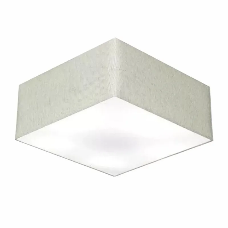 Plafon Quadrado Md-3012 Cúpula Em Tecido 21/50x50cm Rústico Cinza - Bivolt - Vivare Brasil Iluminação