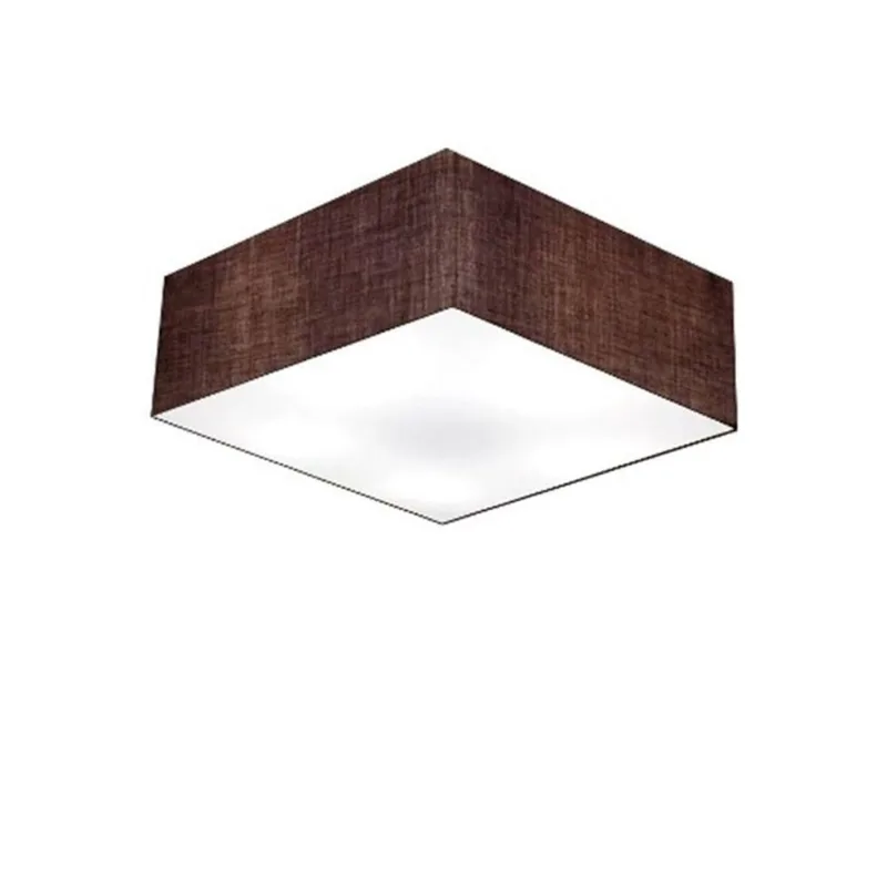 Plafon Quadrado Md-3001 Cúpula Em Tecido 12/35x35cm Café - Bivolt - Vivare Brasil Iluminação