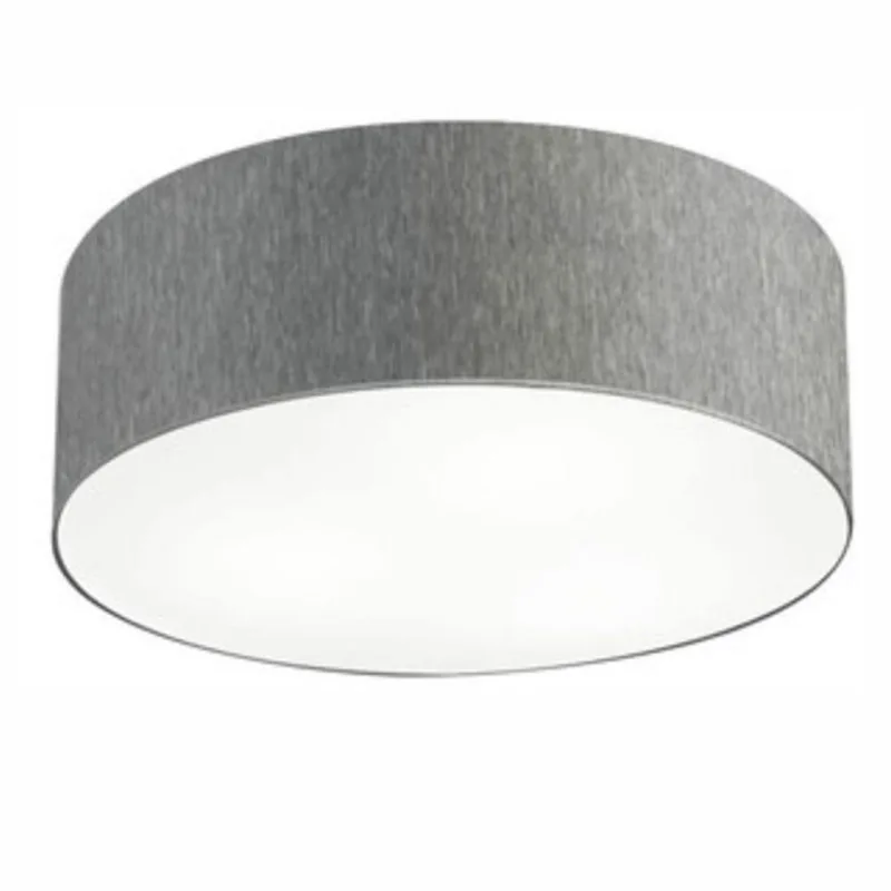 Plafon Cilíndrico Md-3049 Cúpula Em Tecido 70x15cm Rústico Cinza - Bivolt - Vivare Brasil Iluminação