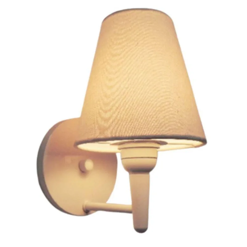 Arandela Cone Md-2004 Base Branco Cúpula Em Tecido 14-14x07cm Algodão Crú - Bivolt - Vivare Brasil Iluminação