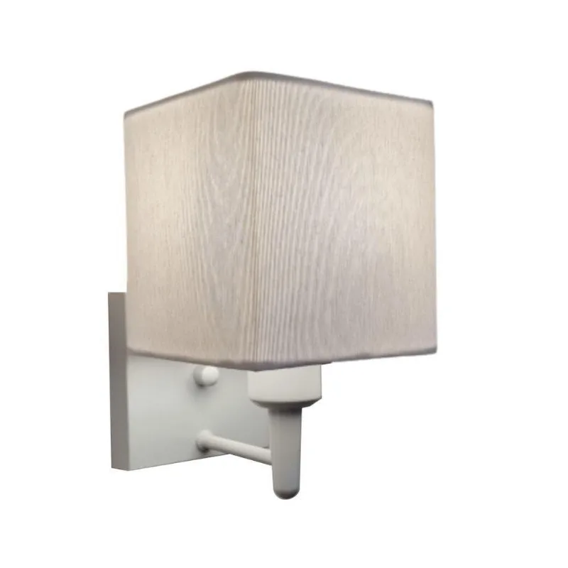 Arandela Quadrada Md-2006 Branco Cúpula Em Tecido Branco - Bivolt - Vivare Brasil Iluminação