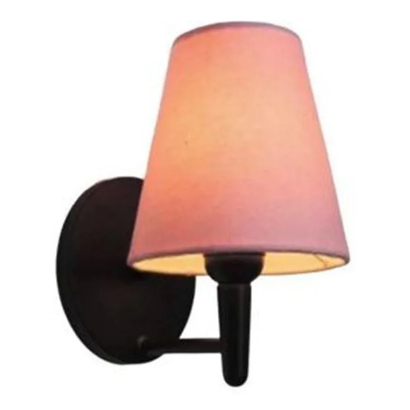 Arandela Cone Md-2004 Base Preto Cúpula Em Tecido 14-14x07cm Rosa Bebê - Bivolt - Vivare Brasil Iluminação