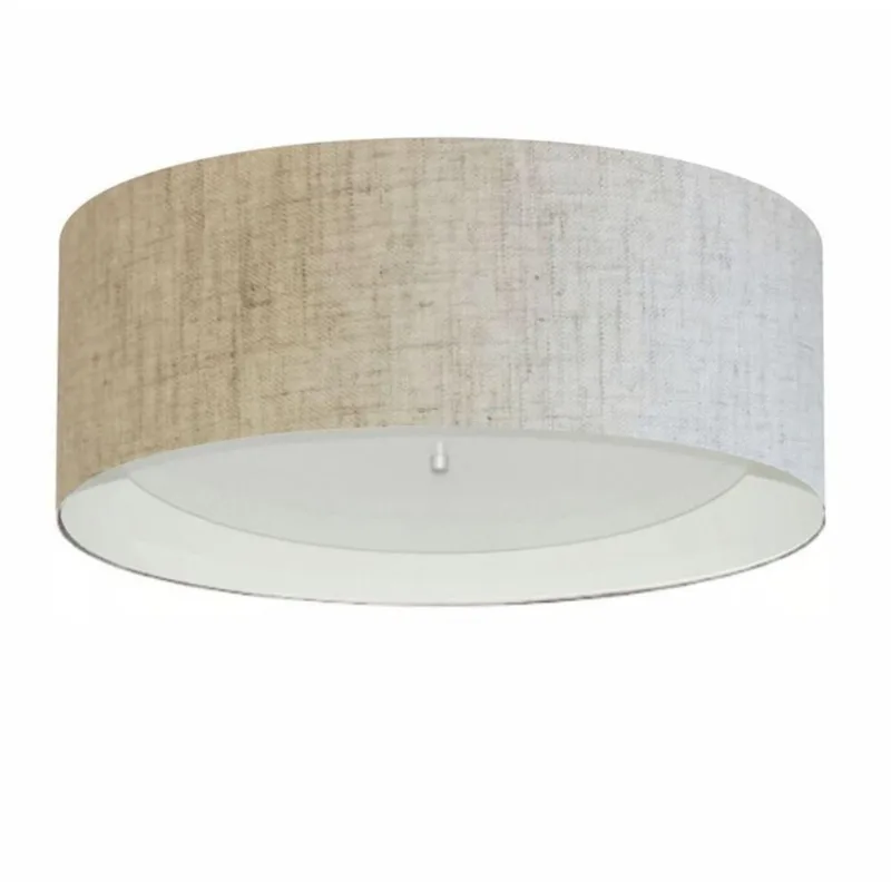 Plafon Cilíndrico Md-3008 Cúpula Em Duplo Tecido 60x25cm Bege / Branco - Bivolt