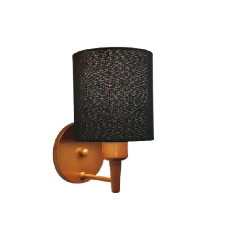 Arandela Cilíndrica Vivare Md-2009 Cobre Cúpula Em Tecido - Bivolt Cobre-preto 127/220v - Vivare Brasil Iluminação