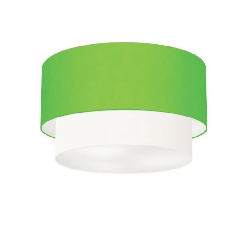 Plafon Duplo Cilíndrico Vivare Md-3045 Cúpula Tecido 40x35cm - Bivolt Verde-limão-branco 127/220v - Vivare Brasil Iluminação