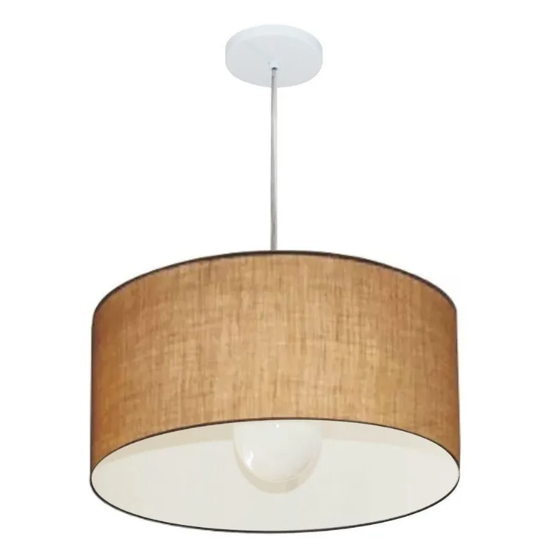 Lustre Pendente Cilíndrico Md-4203 Cúpula em Tecido Resistente à Maresia Palha Vivare Brasil - Vivare Brasil Iluminação