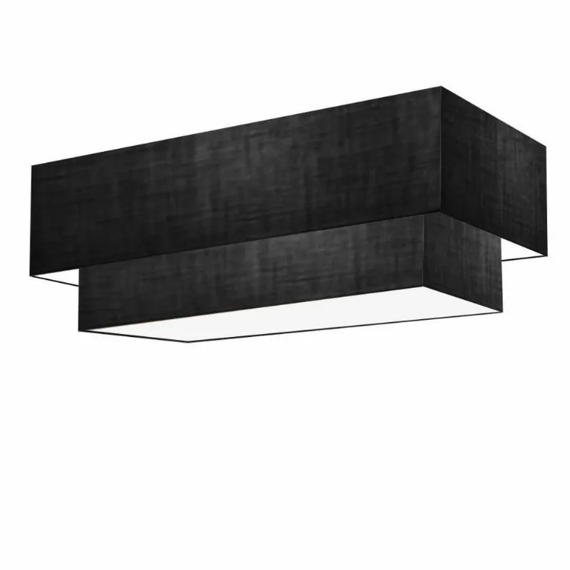 Plafon Duplo Retangular Vivare Md-3044 Cúpula Em Tecido 70x30cm X 60x25cm - Bivolt Preto 127/220v