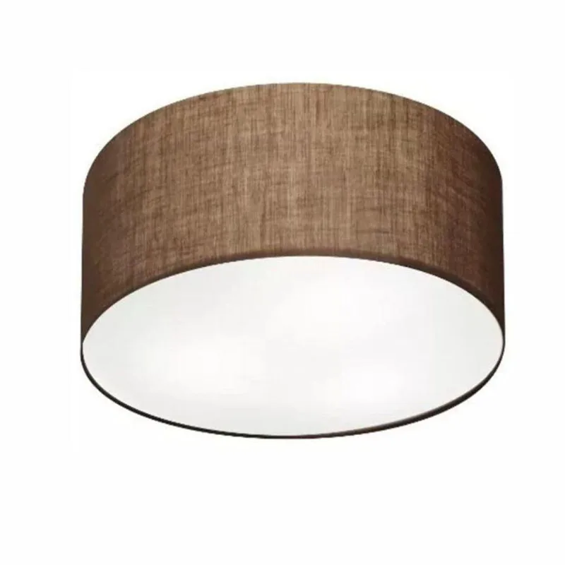 Plafon Cilíndrico Md-3047 Cúpula Em Tecido 45x15cm Café - Bivolt