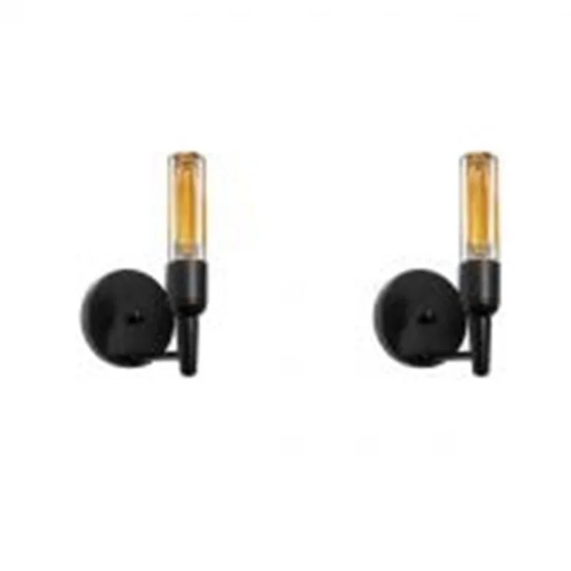 Kit-2 Arandela Retro Md-2028 Preto Suporte Para Lâmpada - Bivolt - Vivare Brasil Iluminação